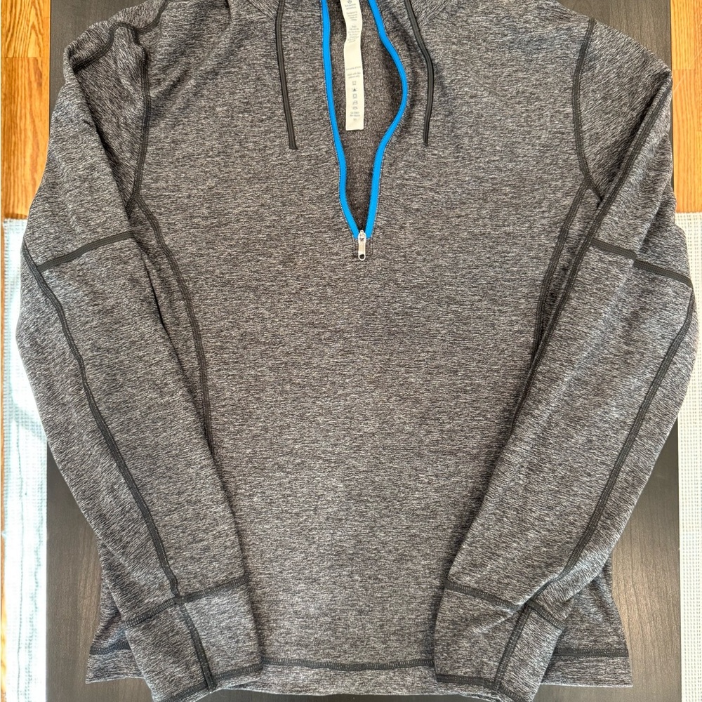 Lululemon Quarter 1/4 Zip Men S Gray Heather Pullover Long Sleeve Shirt